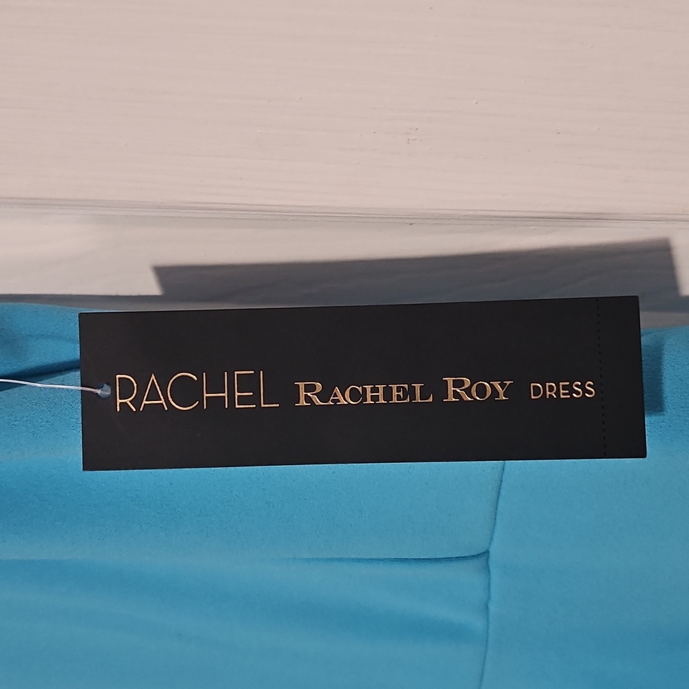 Rachel Rachel Roy Elegant Aqua Blue Jumpsuit with Flutter Sleeves and V-Neck L - Picture 5 of 7